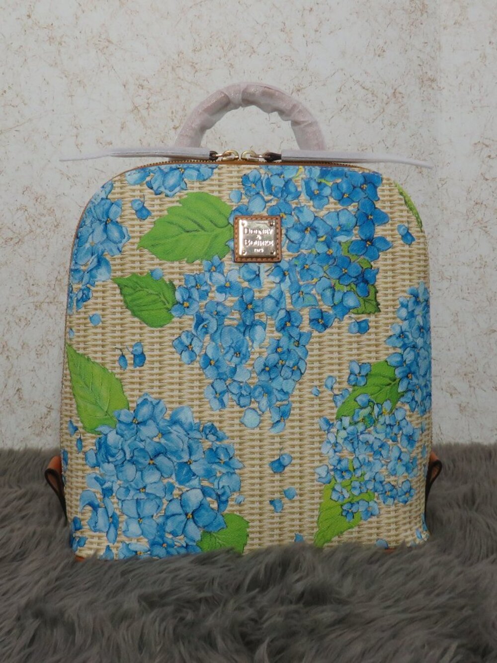 Dooney & Bourke Hydrangea Basketweave Zip Pod Backpack (Blue)
